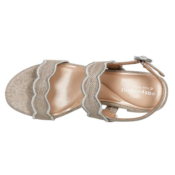 NWT Easy Spirit Daana Block Heel Sandals SEDAANA2 Silver Brown / Natural 7M - Picture 2 of 12